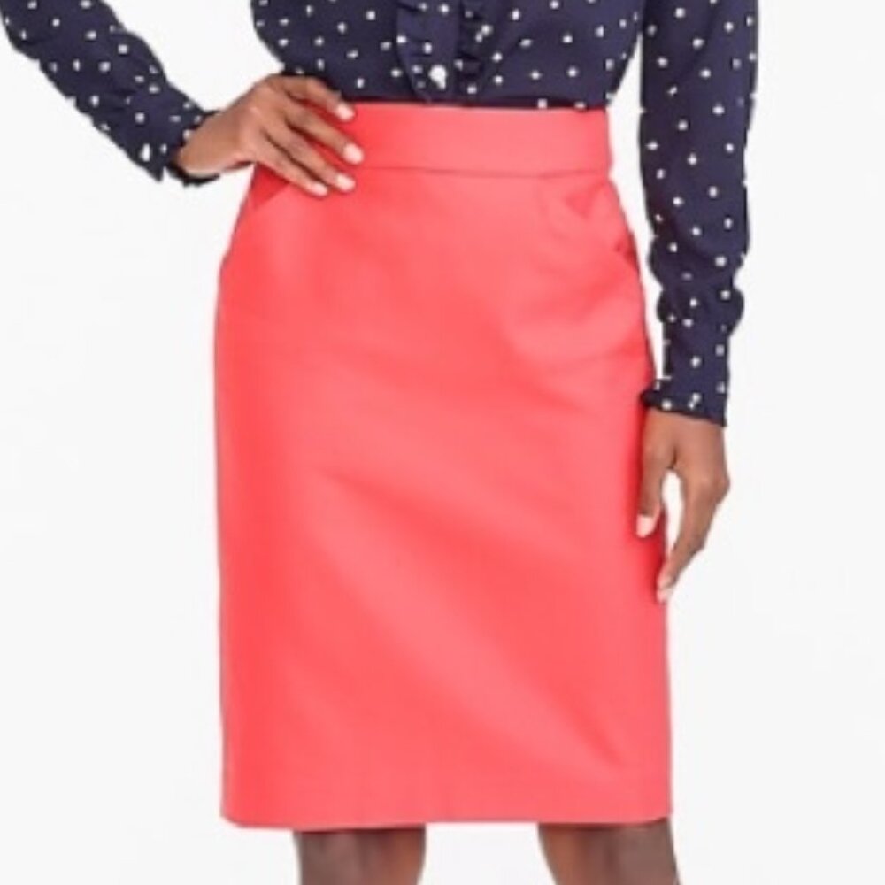 J. Crew Factory The Pencil Skirt 100% Cotton Pockets Size 6 Preppy Collegiate